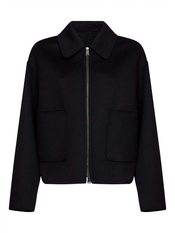 Wool Blouson Double-Sided Black Virgin Bomber Jackets