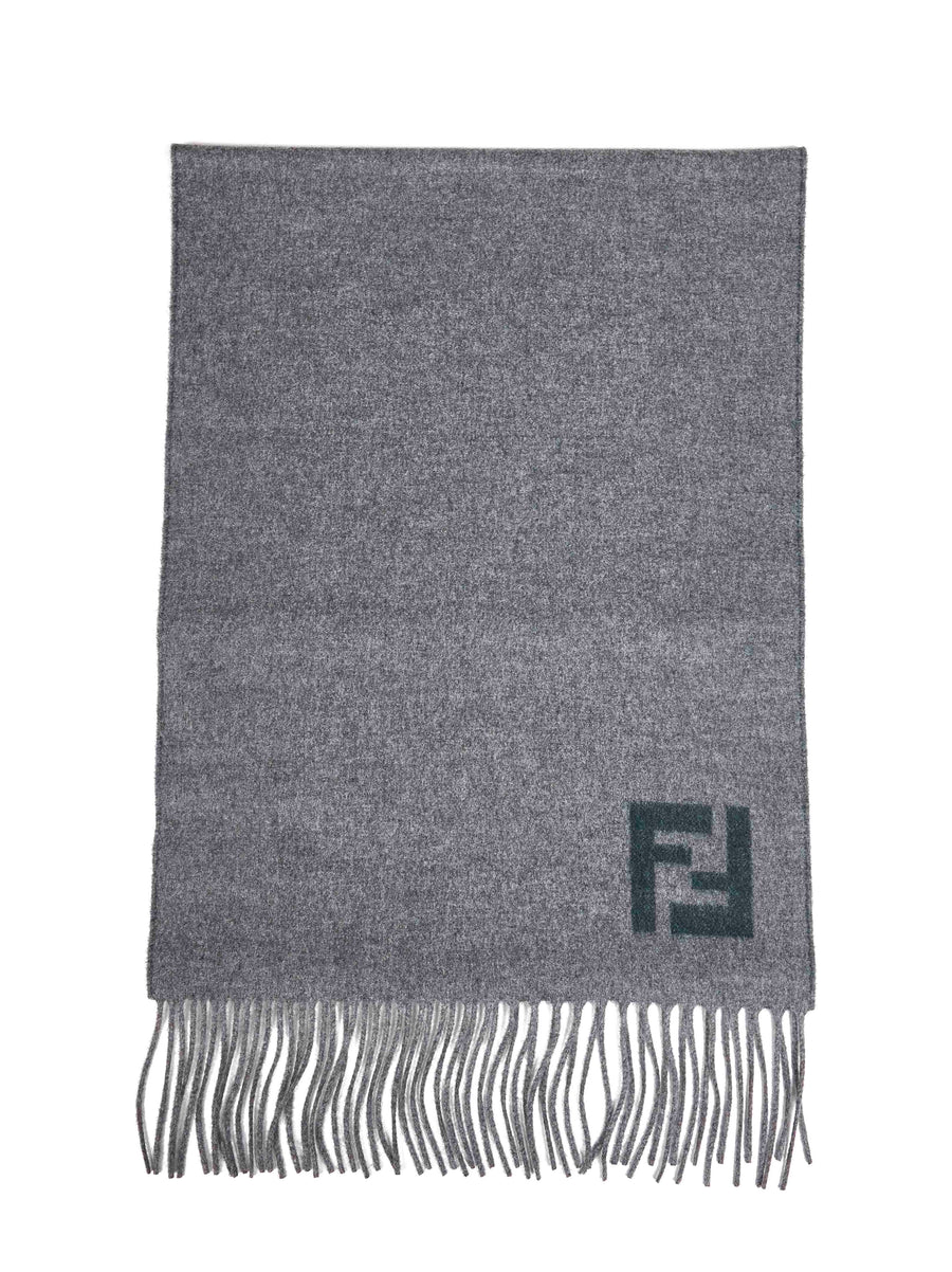 Scarf Wool And Cashmere Grey-Green Multicolour