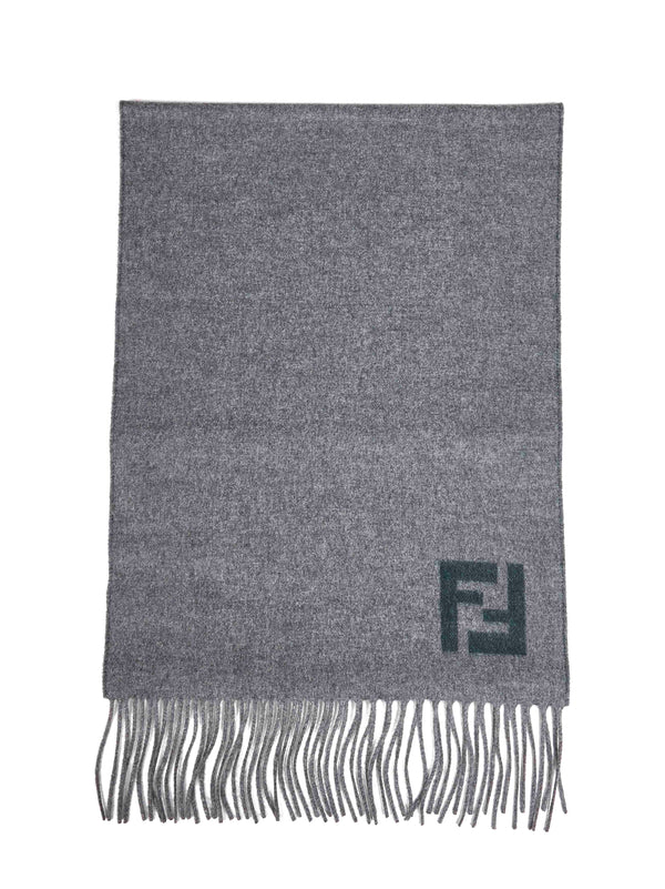 Scarf Wool And Cashmere Grey-Green Multicolour