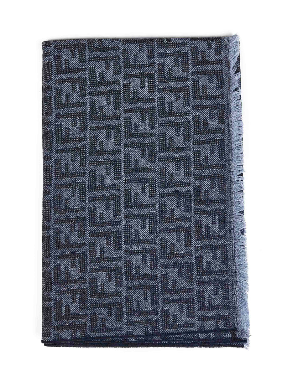 Scarf Ff Wool Denim Blue
