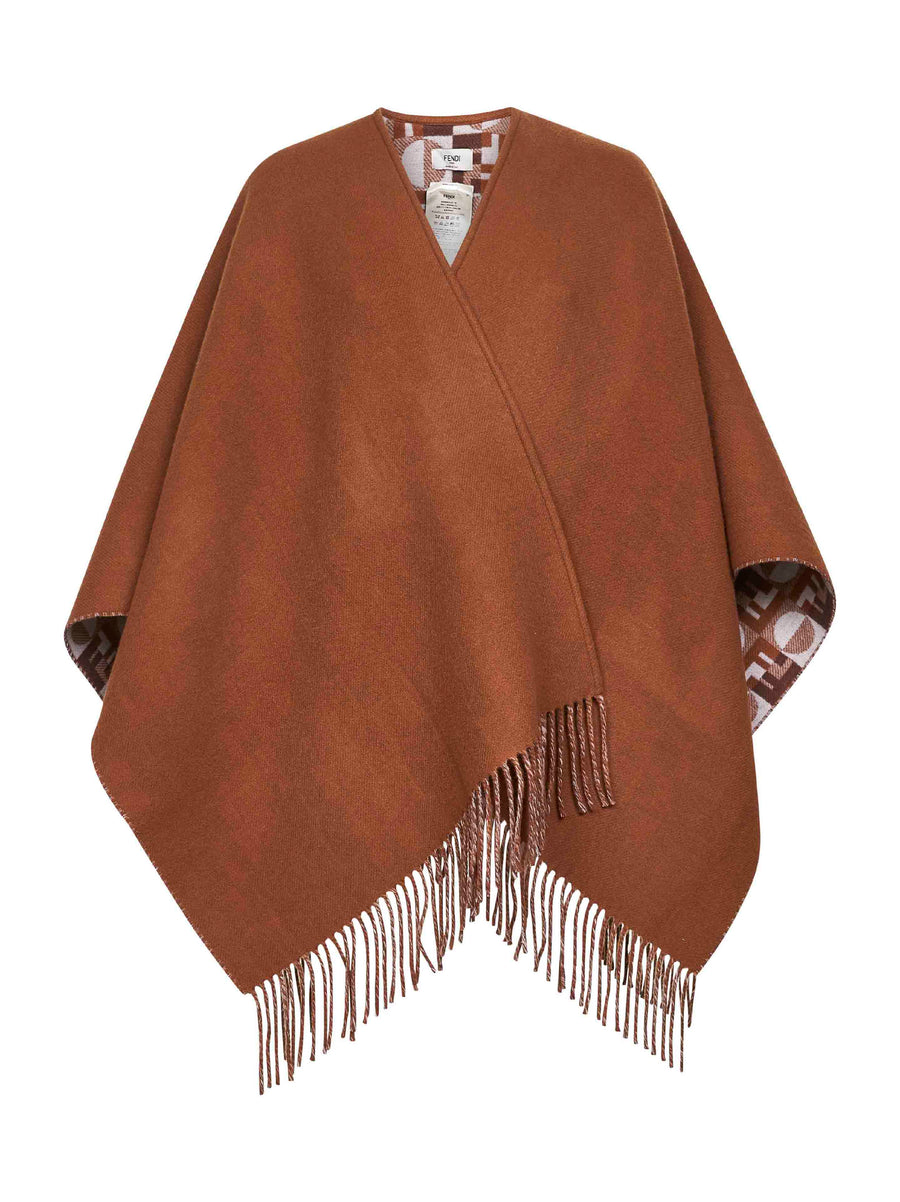 Poncho Wool And Cashmere — Brown Capes