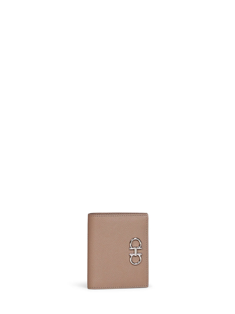 Compact Wallet Gancini Warm Taupe Mud Calf Leather & Purses