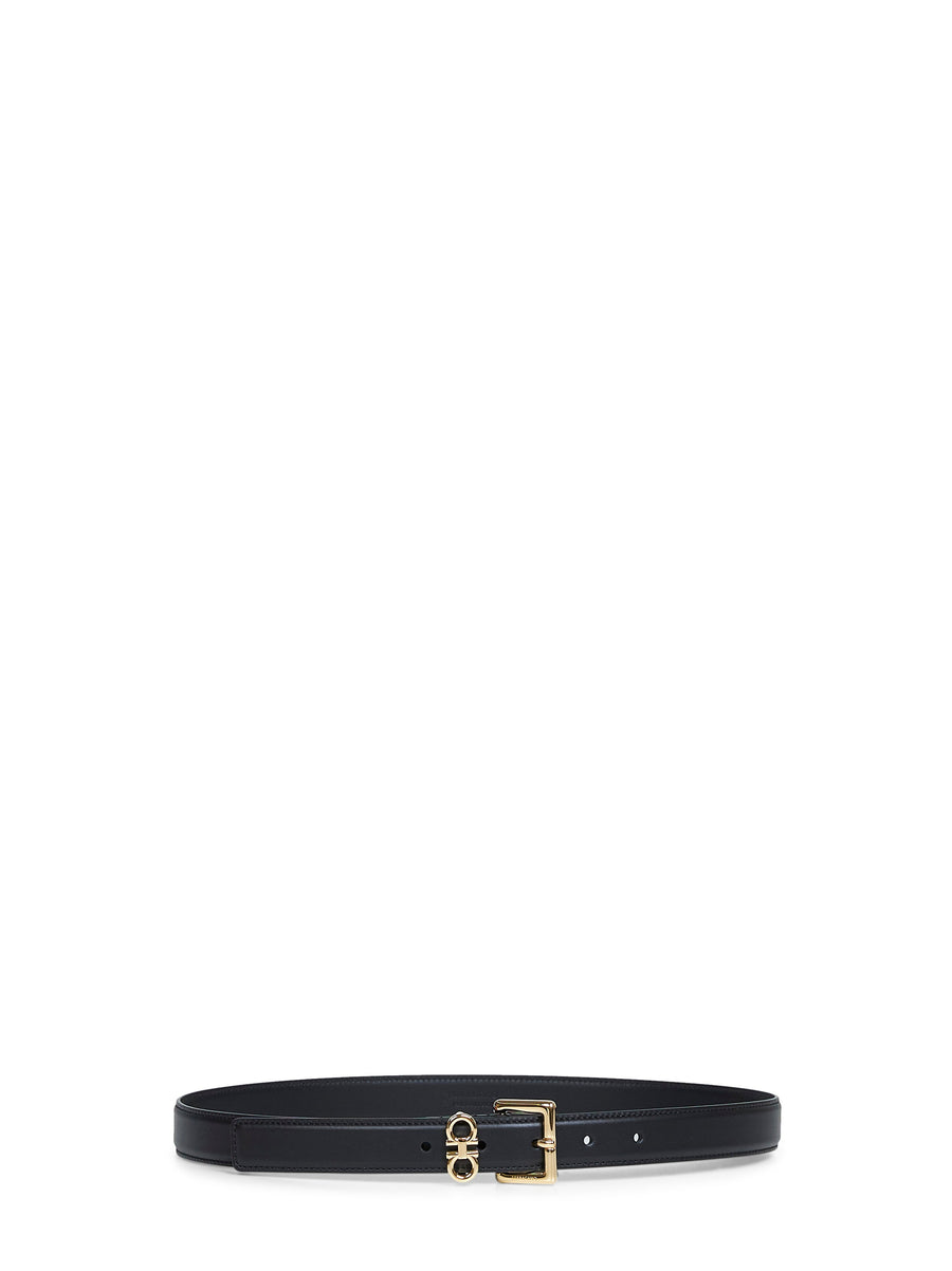 Calf Leather Belt Double Gancini Black