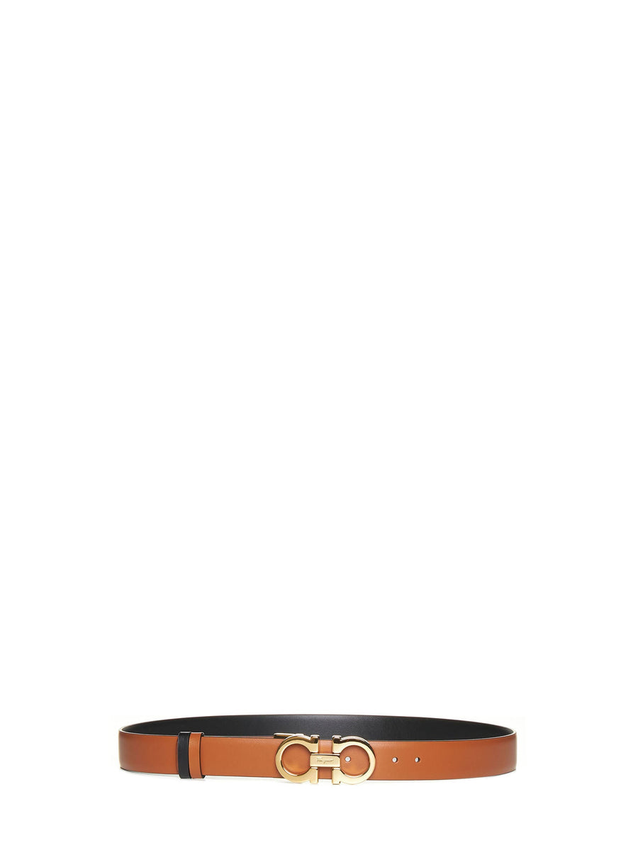 Belt Gancini Reversible Leather Brown Calf