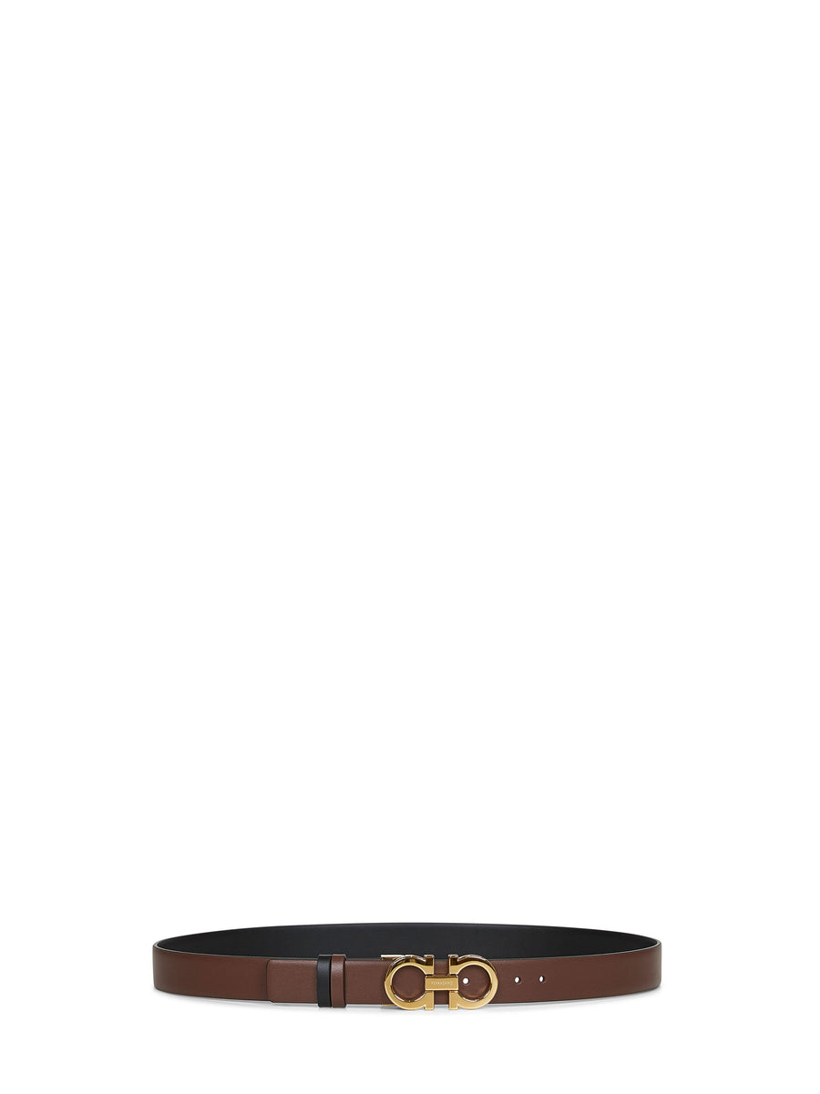 Belt Gancini Reversible Cocoa Brown Leather Calf