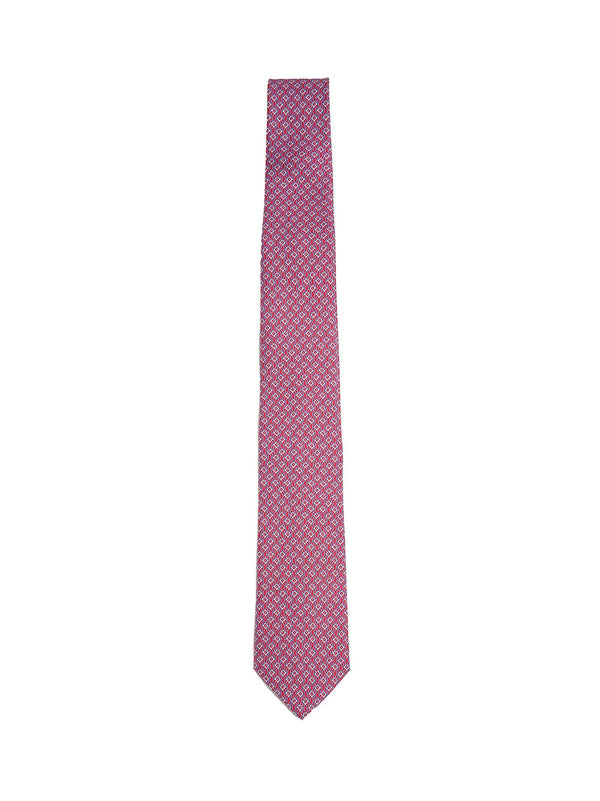 Tie Tetris Print Red Silk Multicolour Ties & Bow