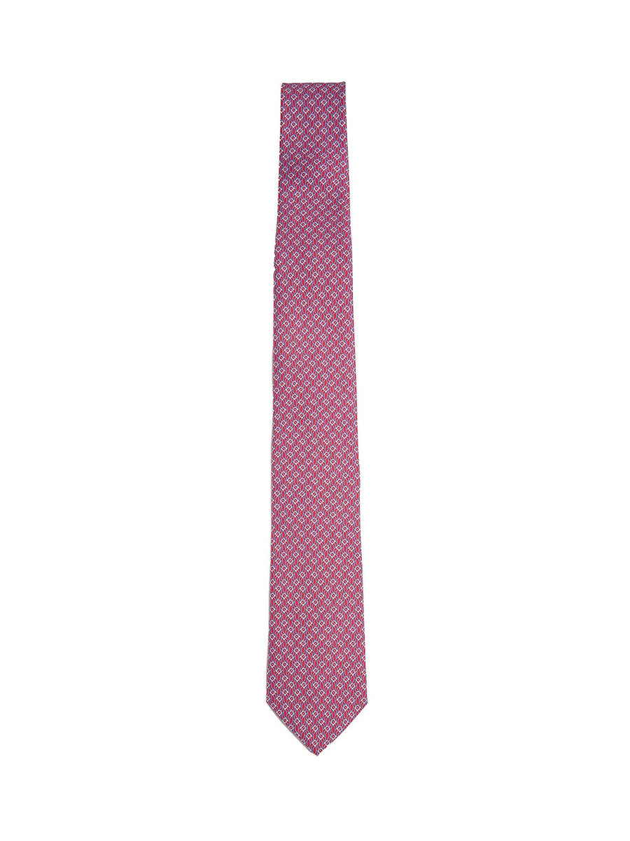 Tie Tetris Print Red Silk Multicolour Ties & Bow