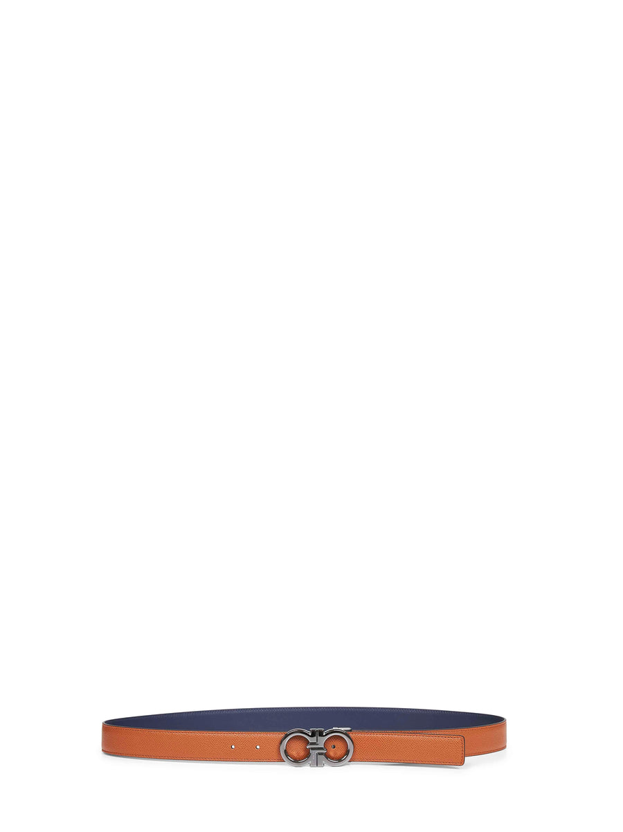 Belt Gancini Reversible Two-Tone Brown Calf Leather