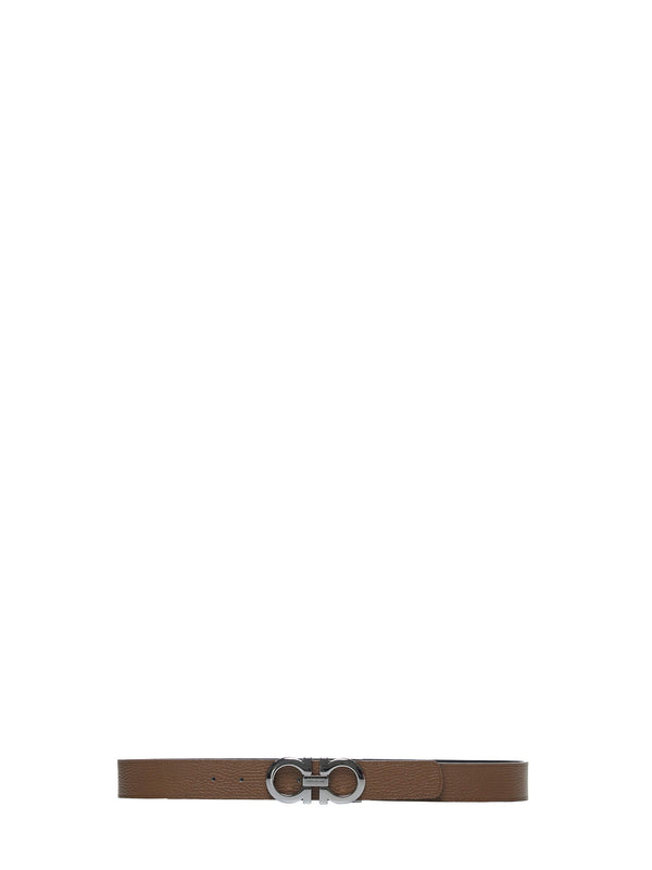Leather Belt Gancini Brown Calf