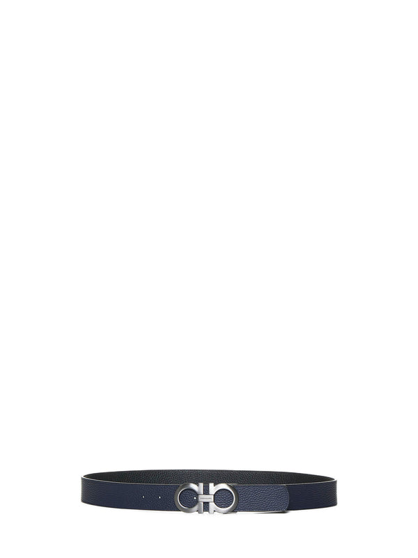 Belt Gancini Reversible Black Leather Calf