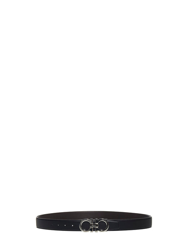 Belt Gancini Reversible Black Leather Calf
