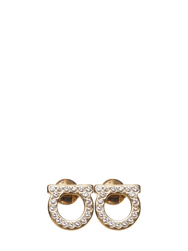 Earrings Gancini Gold-Tone Rhinestones Glass Fibre
