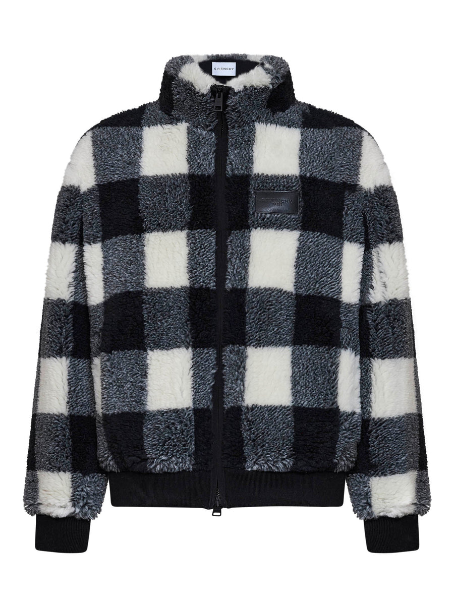 Wool-Blend Fleece Blouson Multicolour Polyester Bomber Jackets