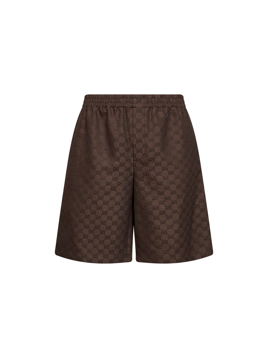 Shorts Gg Canvas Brown Viscose