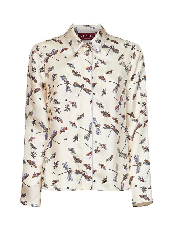 Shirt Printed Silk Twill Ivory
