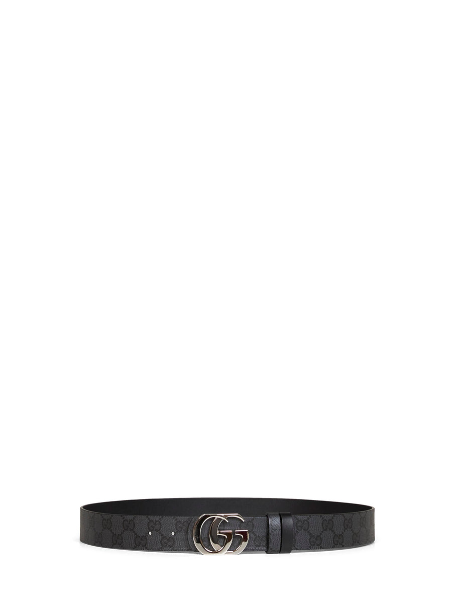 Reversible Leather Belt Gg Marmont Black Cotton