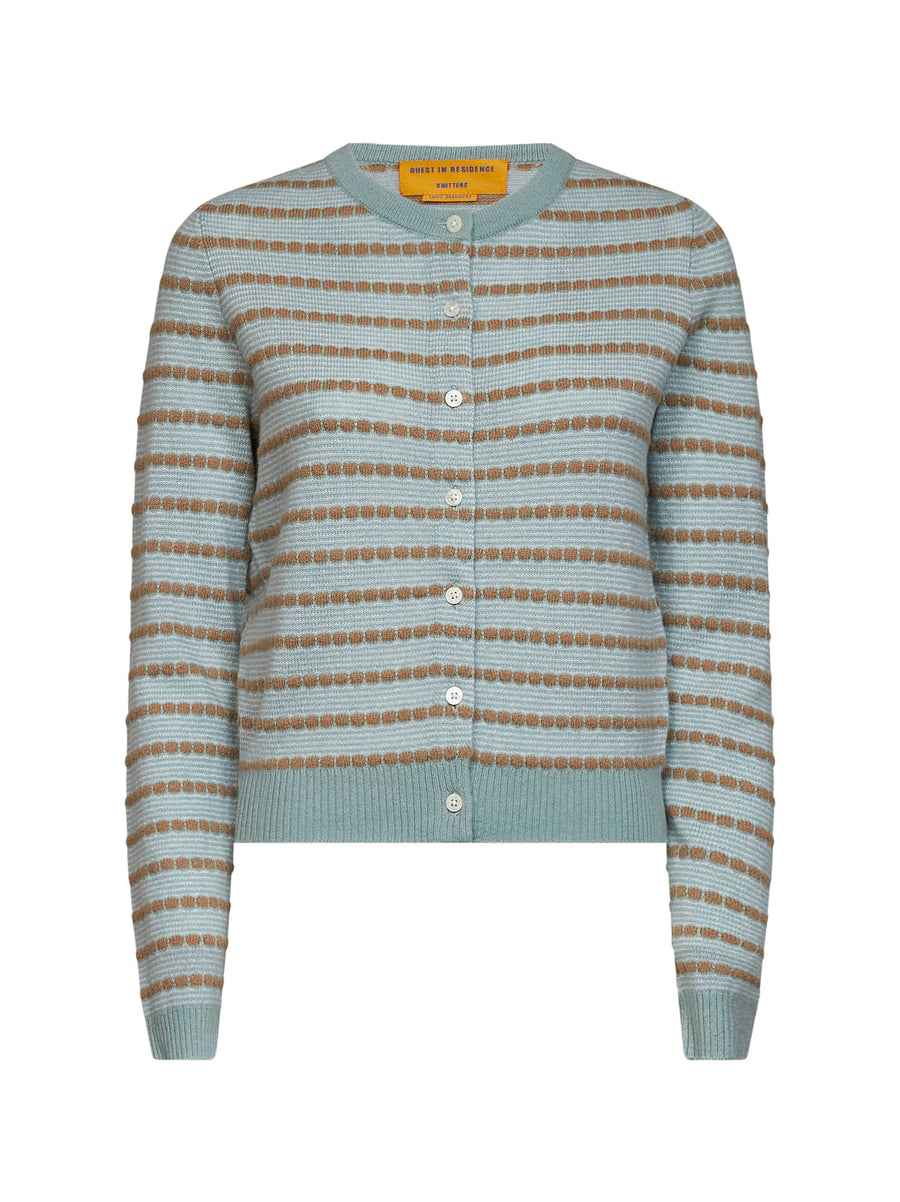 Cardigan Jane Pebble Stripe Green Silk Cardigans