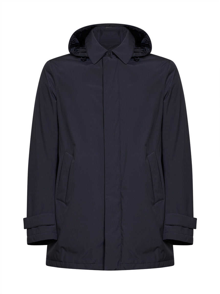 Hooded Windstopper Parka Blue Polyester Padded & Down Jackets