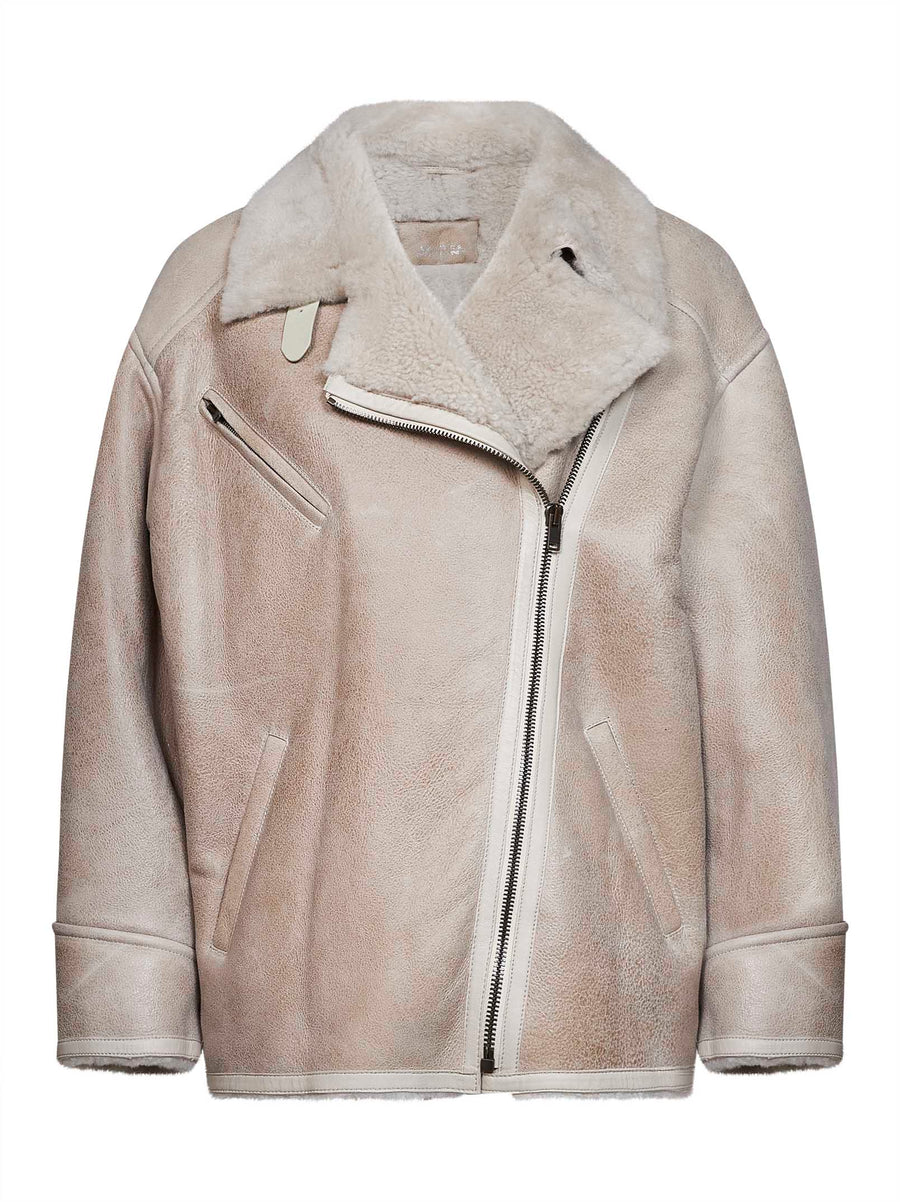 Sheepskin Bomber Jacket Adelina-Gb Ecru Lambskin