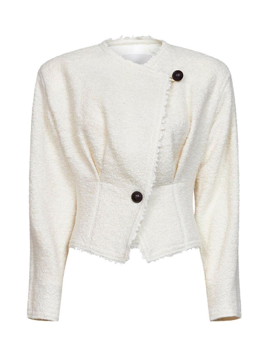 Jacket Suna Bouclé Wool Ecru Virgin Bomber