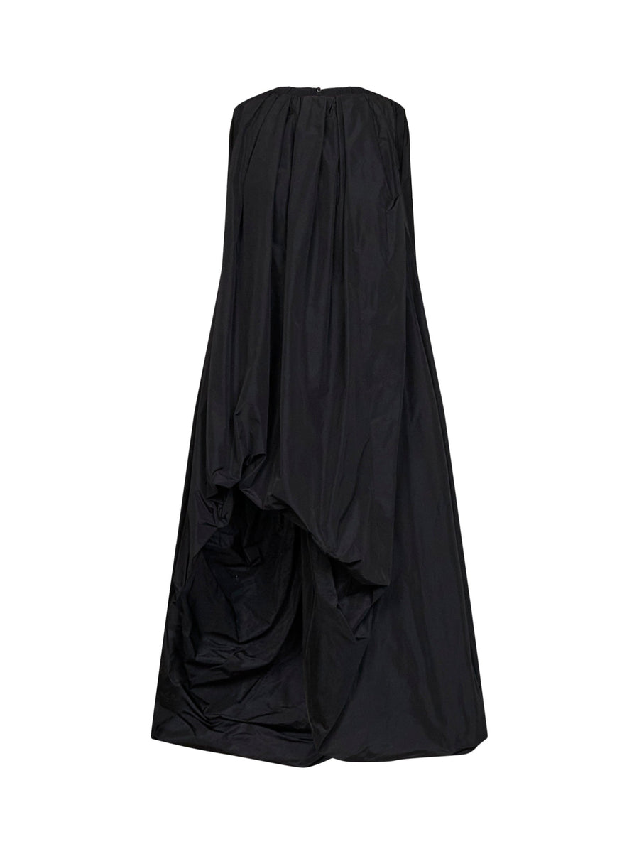 Asymmetric Midi Dress Technical Faille Black Polyester