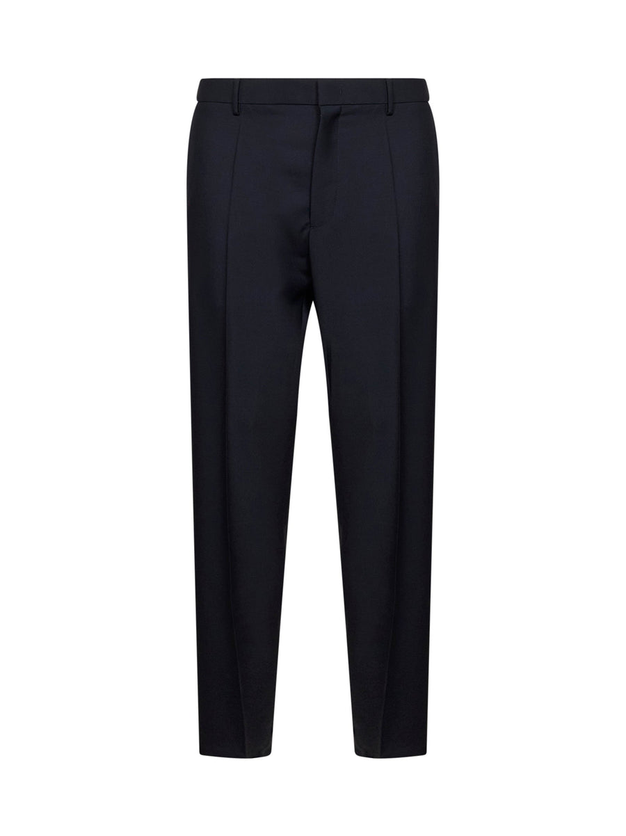 Trousers Tapered Wool-Mohair Dark Blue Virgin Wool