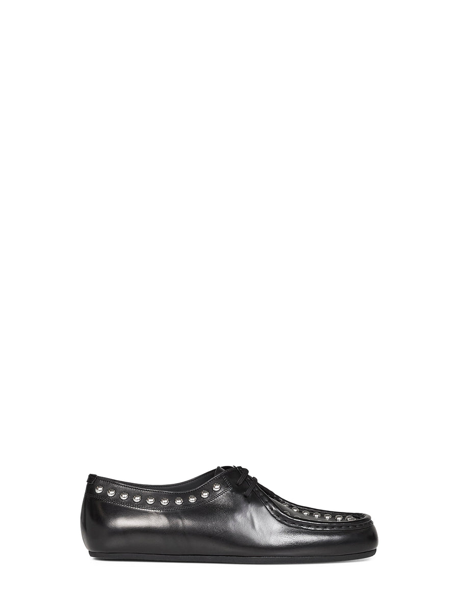 Loafers Black Calf Leather With Studs