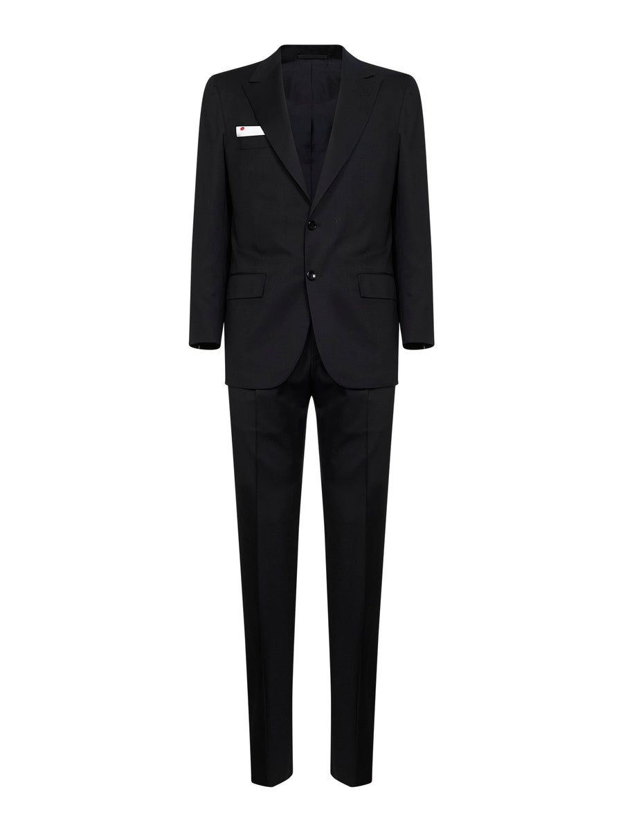 Suit Single-Breasted Black Virgin Wool Suits