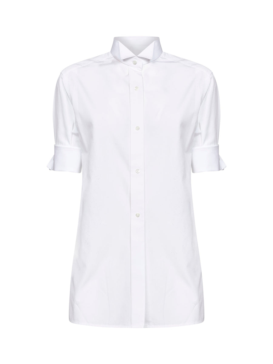 Shirt Short-Sleeved Cotton Poplin White