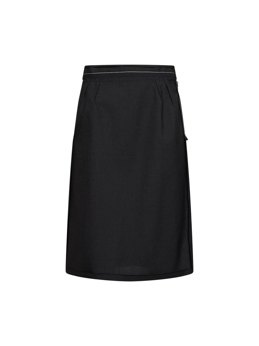 Midi Skirt Charcoal Wool Black