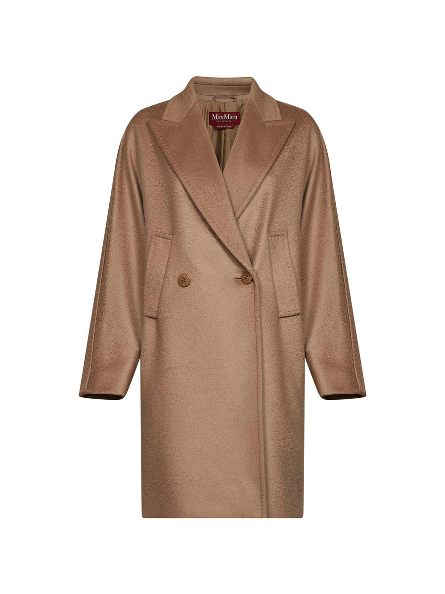 Midi Double-Breasted Coat Camel Virgin Wool