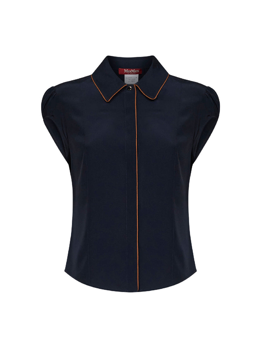 Shirt Mstskipper Blue Crêpe De Chine Silk