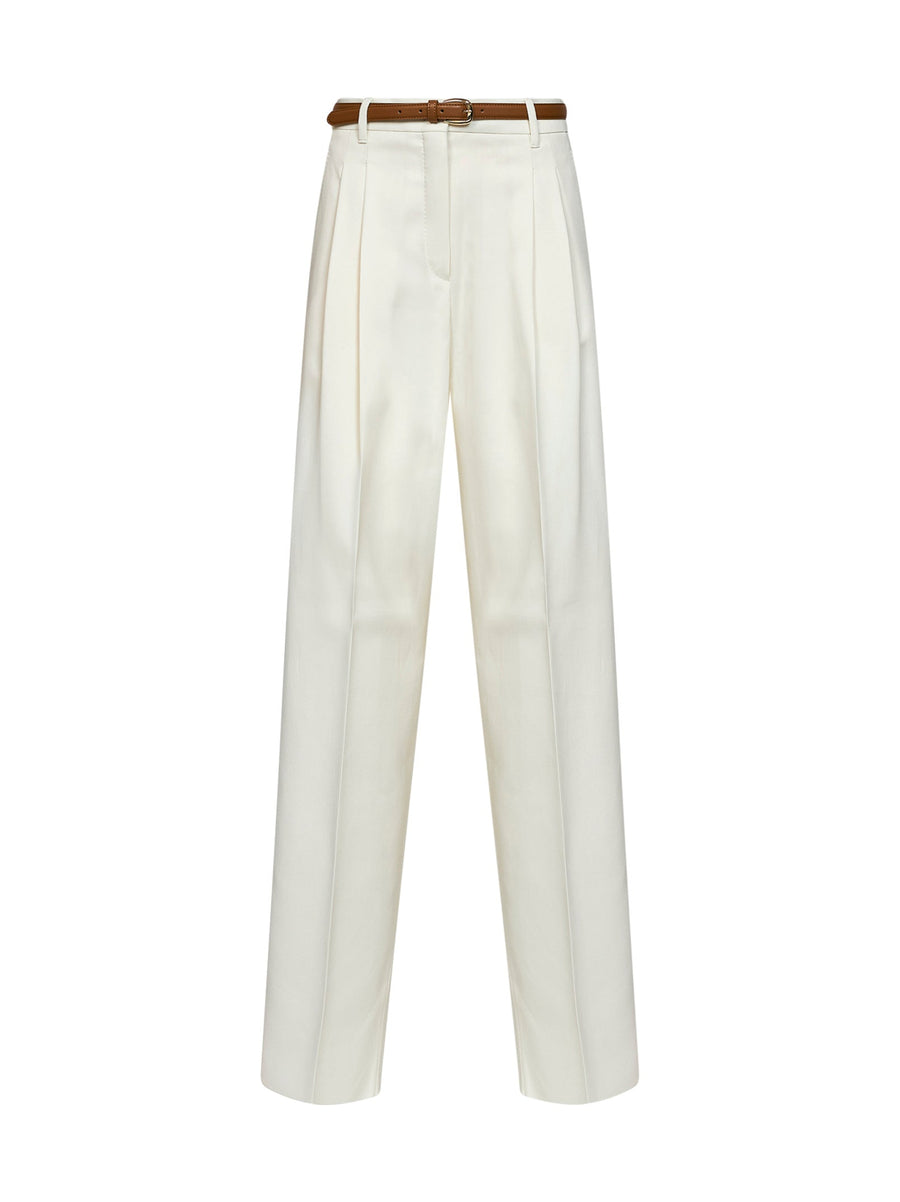 Trousers Mstadunco Ivory White Cotton
