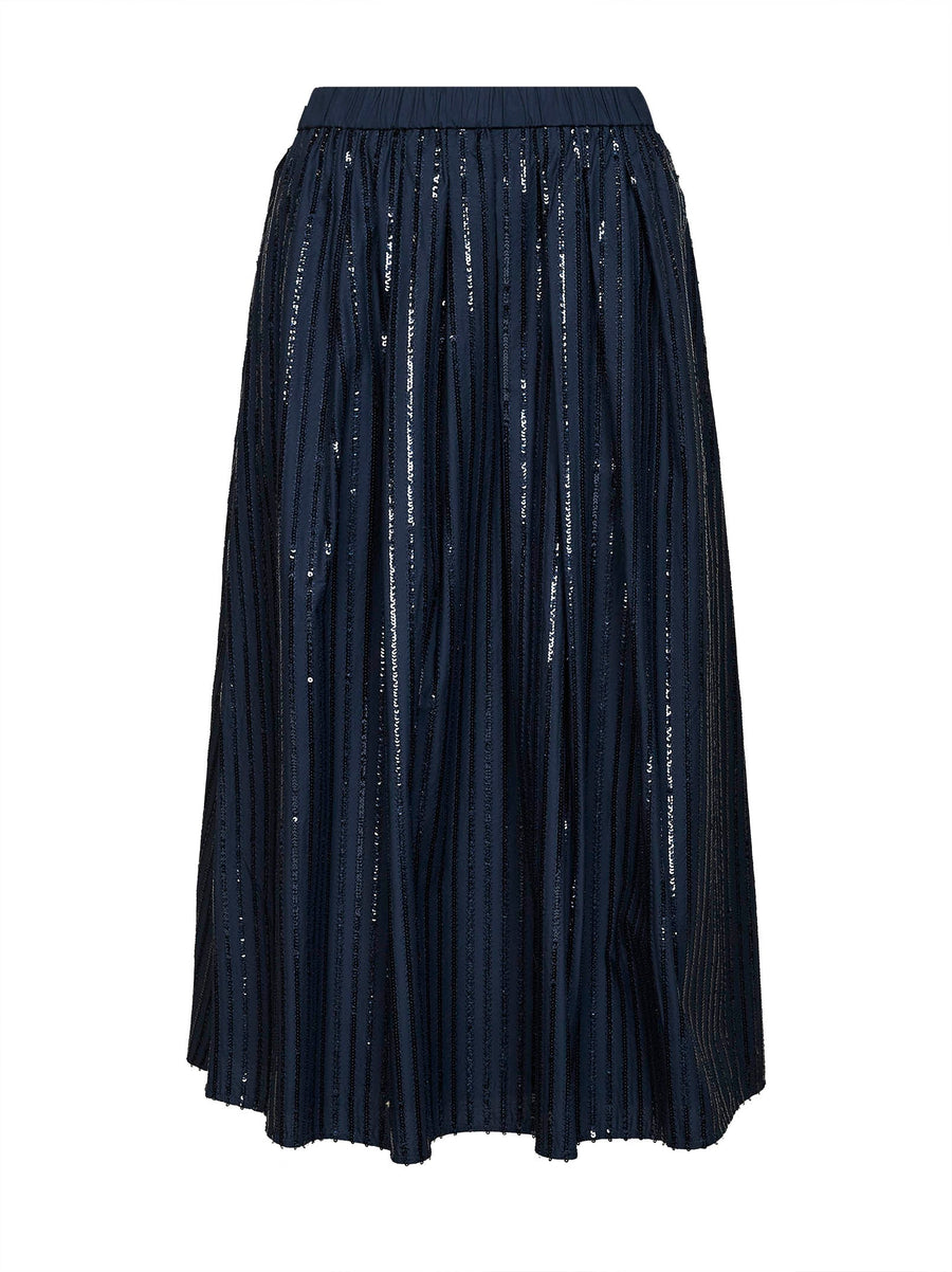 Midi Skirt With Blue Sequins Cotton
