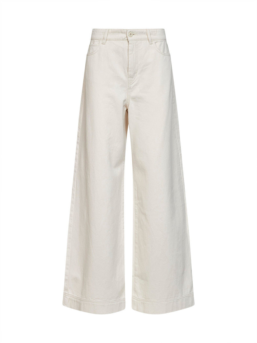 Wide-Leg Trousers Wkdcanneti Ivory Cotton
