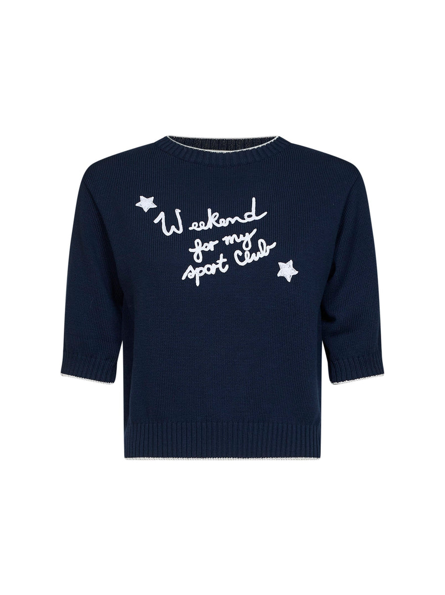 Embroidered Knit Top Multicolour Cotton