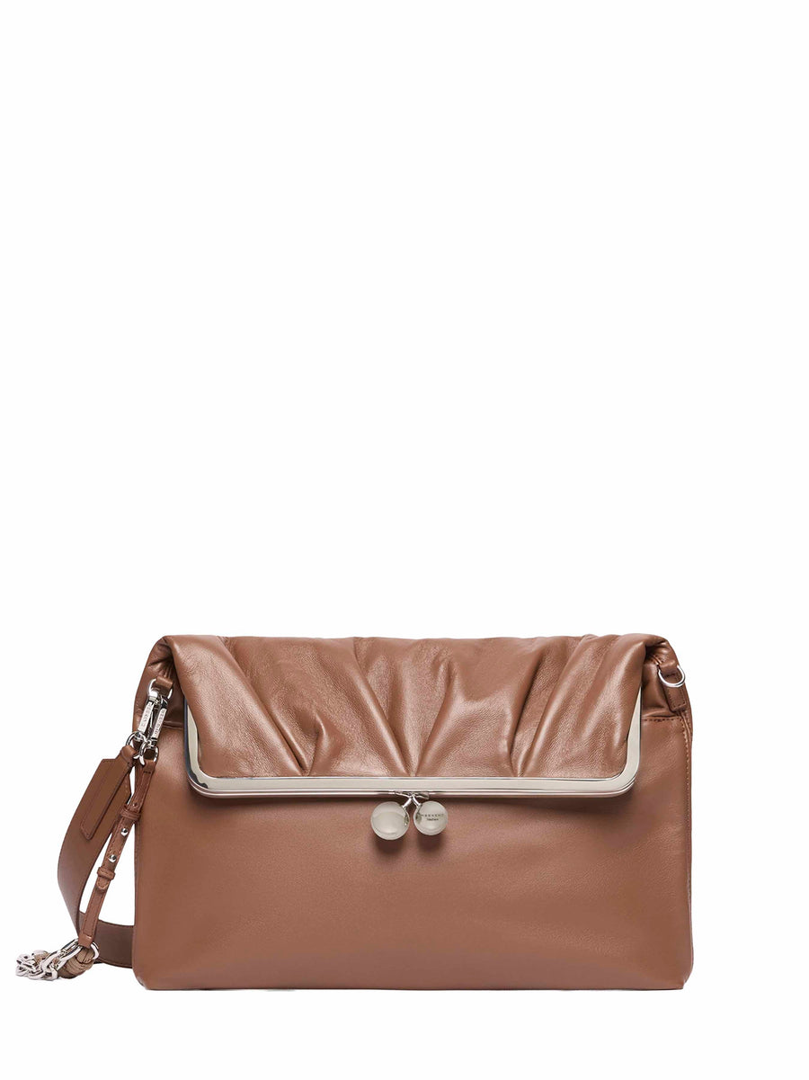 Envelope Clutch Pasticcino Tan Brown Leather Handbags