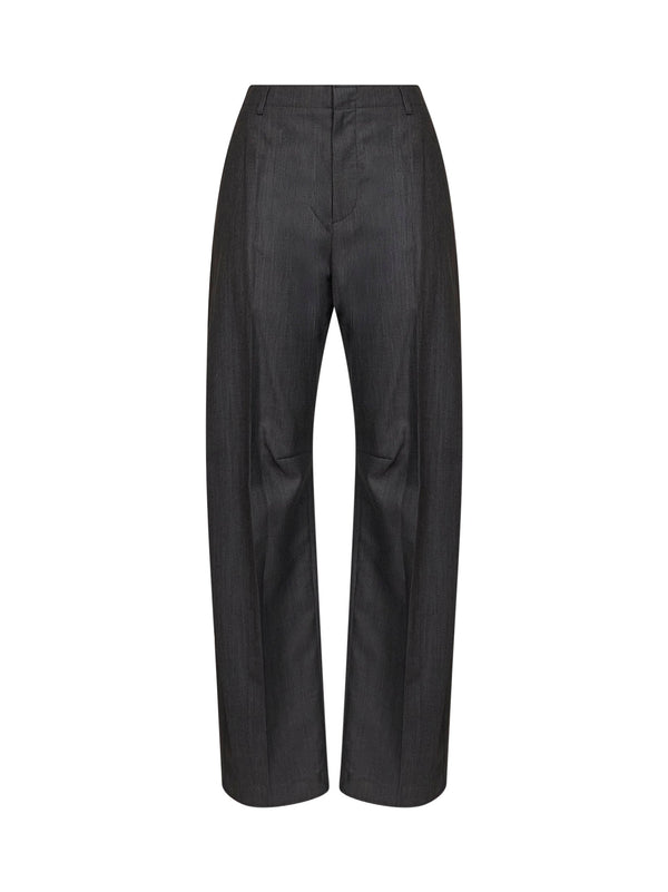 Trousers Wool-Blend Wide Leg Grey Virgin Wool