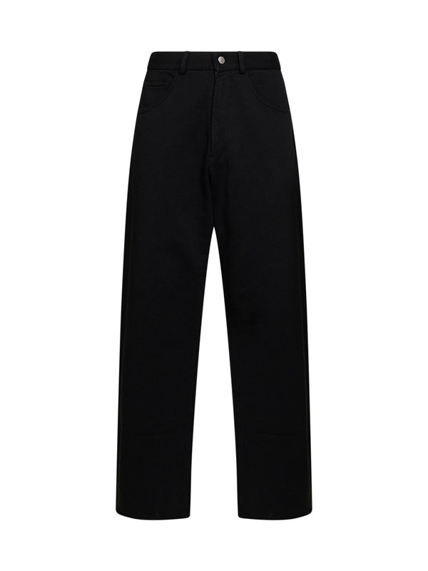 Trousers Wide-Leg Black Cotton