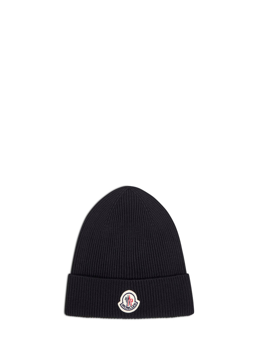 Beanie Ribbed Virgin Wool Black Hat