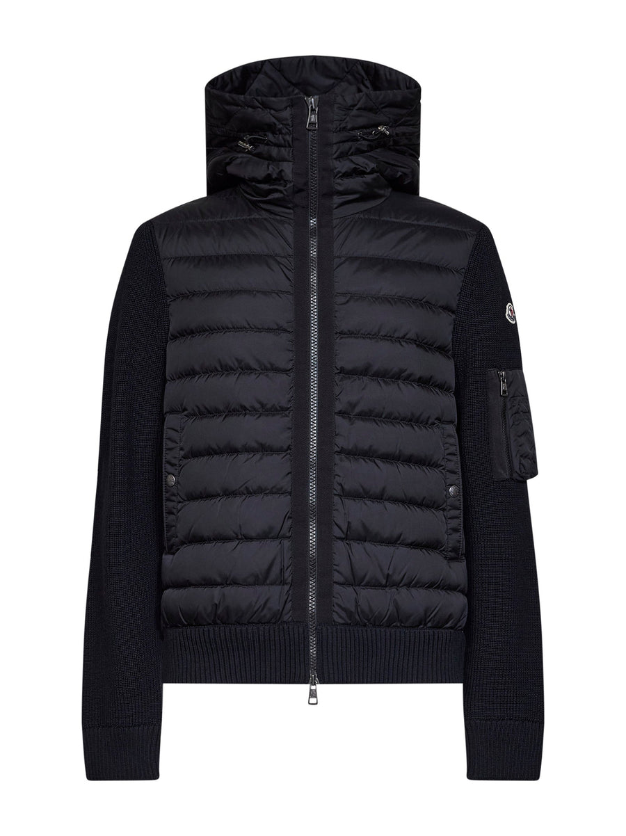 Hooded Padded Cardigan Black Polyamide & Down Jackets