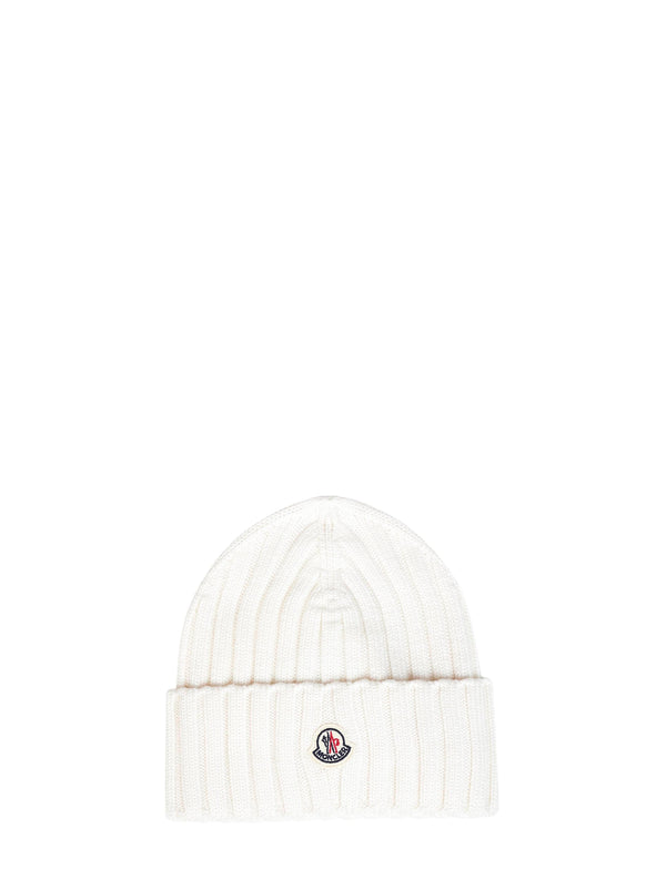 Beanie Ribbed Wool White Virgin Hat