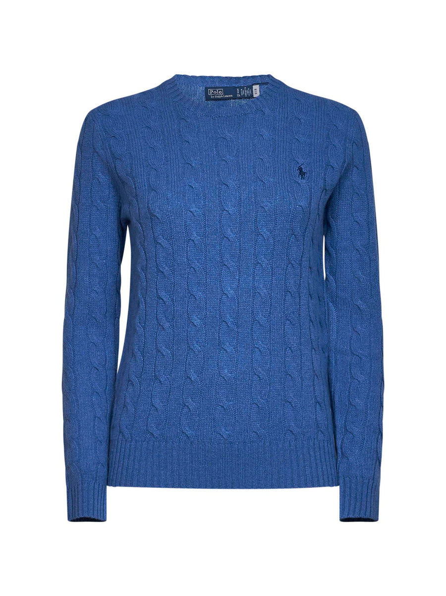 Cable-Knit Wool-Cashmere Sweater Blue