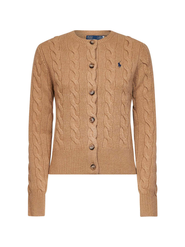 Cardigan Cable Knit Camel Wool-Cashmere Cardigans