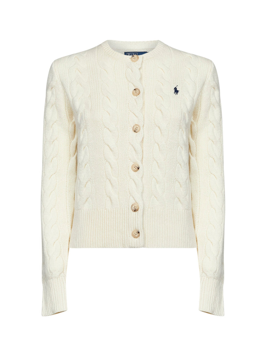 Cable Knit Cardigan Cream Wool And Cashmere Ivory Cardigans