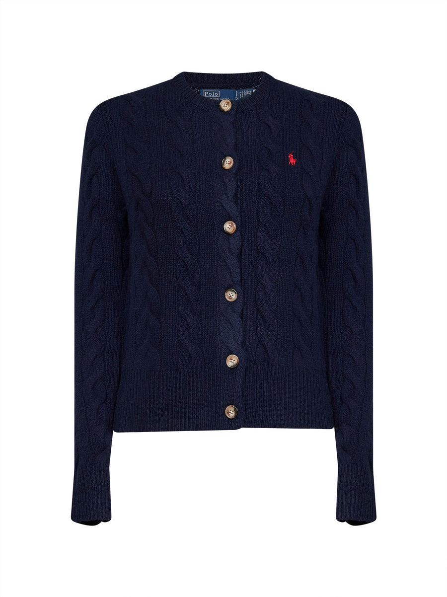 Cardigan Blue Cable Knit Wool And Cashmere Cardigans
