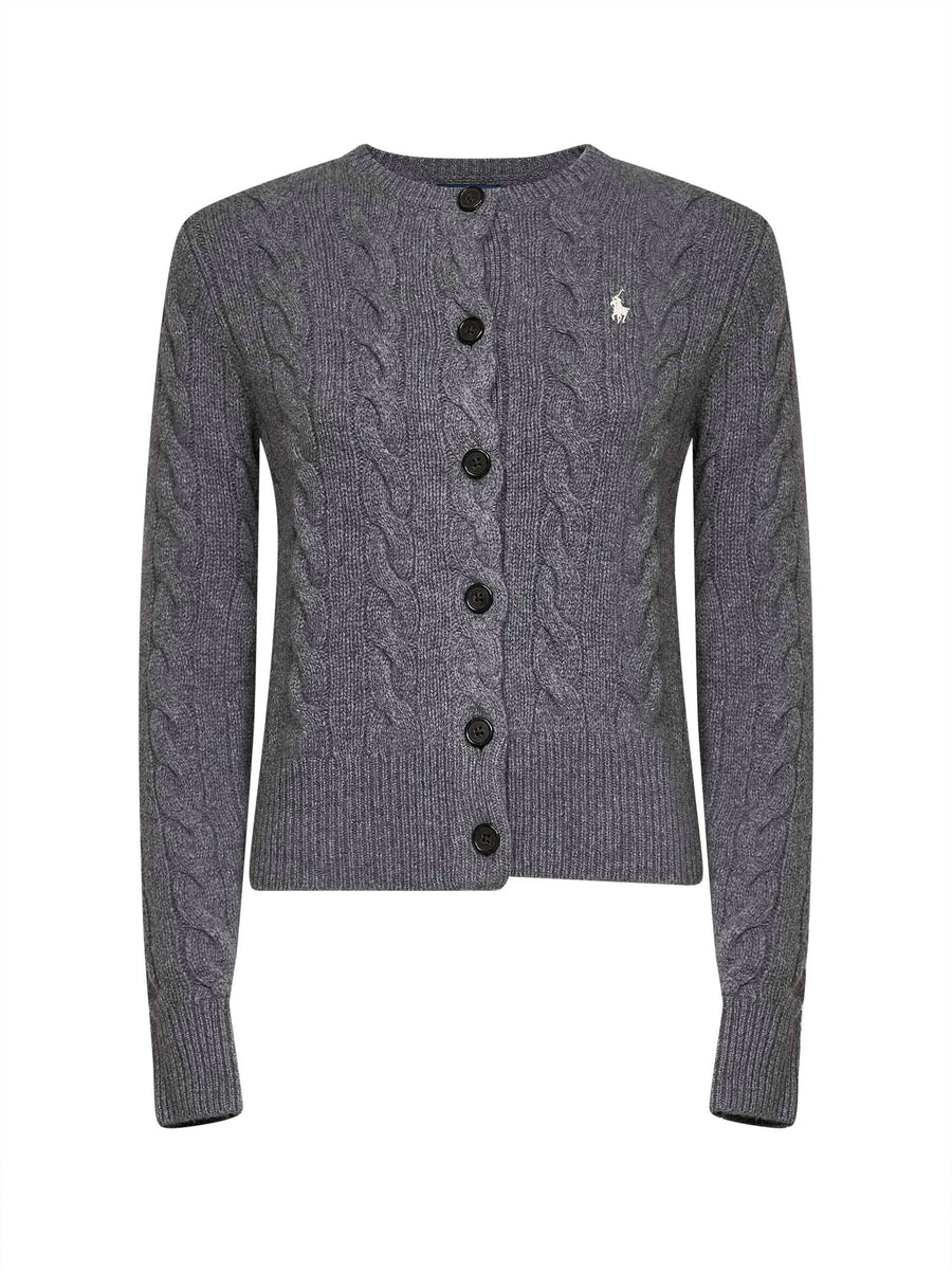 Cable Knit Cardigan Flannel Grey Wool-Cashmere Cardigans