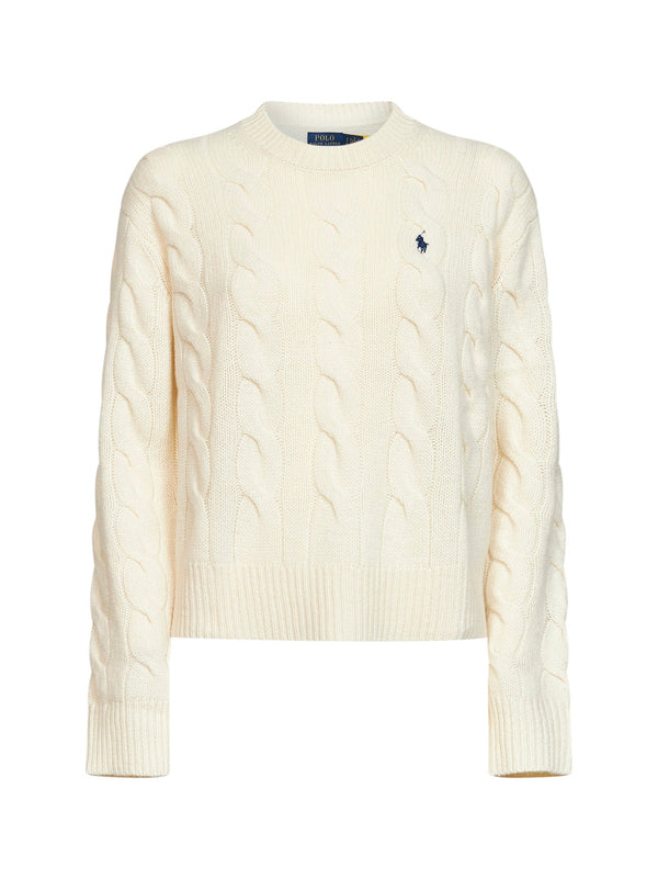 Cable-Knit Wool And Cashmere Crewneck Sweater Ivory
