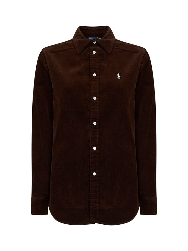 Shirt Classic-Fit Brown Corduroy Cotton