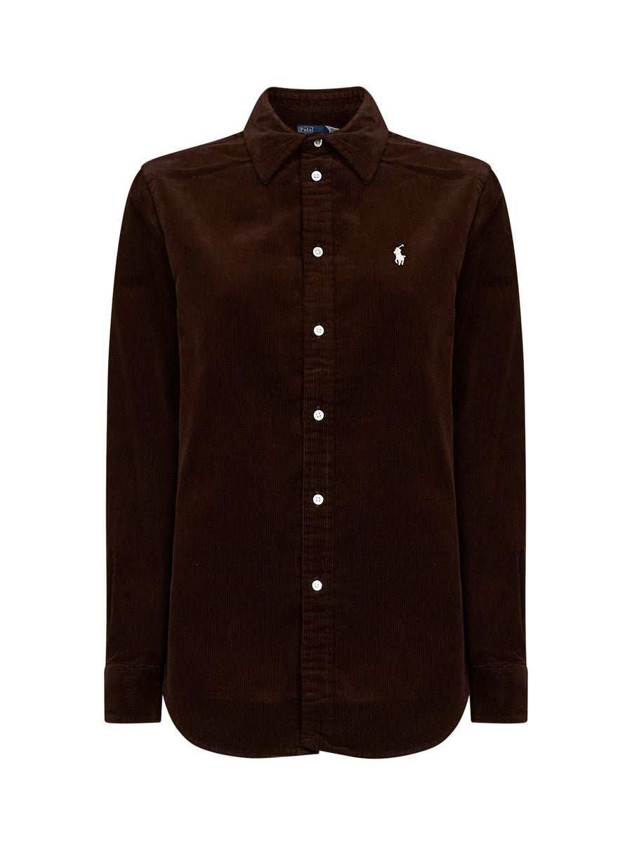 Shirt Classic-Fit Brown Corduroy Cotton